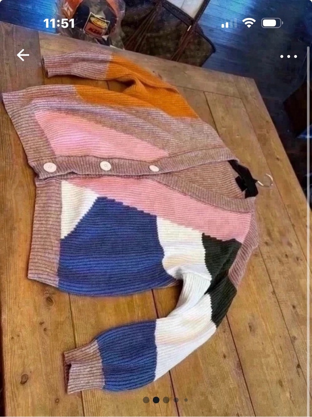 Vici color block Button-Front Women's Sweater Cardigan - Pink Multi New Small
